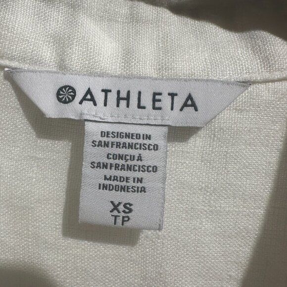 BNWT Athleta Retreat 100% Linen Shirt - XS Calla Lily - Picture 4 of 8